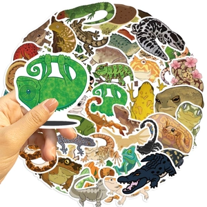 50pcs waterproof cartoon reptile stickers set for laptop guitar and luggage decoration