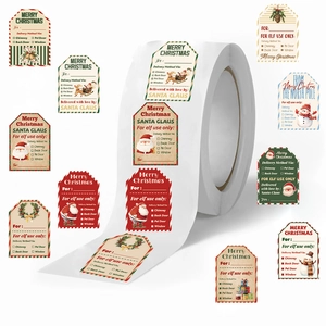 500pcs roll of festive Christmas gift seal stickers with Santa and reindeer designs