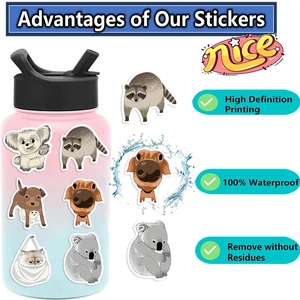 Autocollants d'animaux dessinés à la main imperméables avec impression HD de haute qualité