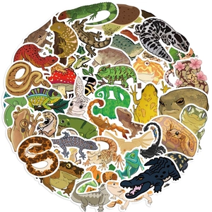 50pcs waterproof cartoon reptile stickers set for laptop guitar and luggage decoration