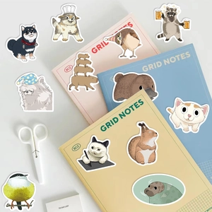 Détails d'autocollants d'animaux mignons avec capybara et shiba inu pour décoration DIY