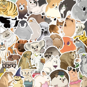 Lot de 50 autocollants d'animaux mignons pour ordinateur et guitare avec fini mat