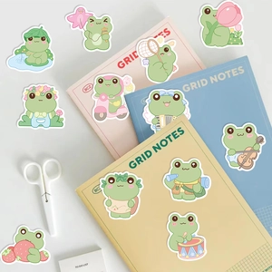 Set of 50 cute cartoon frog graffiti stickers for DIY decoration on laptops and guitars