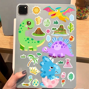 Cartoon dinosaur stickers DIY set for laptop and tablet with colorful PVC decals
