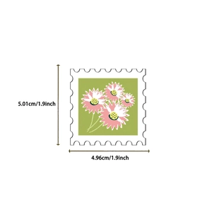 Autocollants fleurs PET étanches style timbre avec dimensions de 1,9 pouces