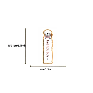 Detailed size view of a Maltese dog bookmark with dimensions 15.01cm by 4cm in length