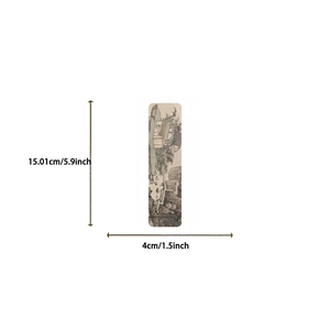 Detailed view of artistic paper bookmark with Chinese landscape ink painting and size 15cm