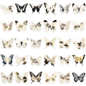 Set de 30 pegatinas de mariposas en tinta estilo de arte tradicional chino para diario