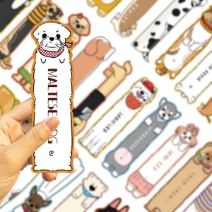 Cartoon Maltese dog bookmark featuring a cute puppy illustration with a red scarf