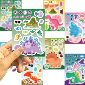 Close-up of DIY dinosaur stickers for decorating journals and mobile phone cases