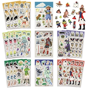 DIY cartoon character sticker set with various waterproof collage designs for journaling