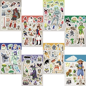 Set of 8 aesthetic DIY collage stickers with retro newspaper patterns for scrapbooking