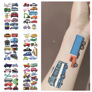 Tatuajes temporales infantiles de vehículos animados con aviones autobuses y barcos