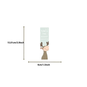Detailed view of cartoon reindeer bookmark with 15x4cm size markings for DIY crafting