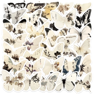 Pegatinas de mariposas en tinta con motivos chinos de ciruelo orquídea y bambú