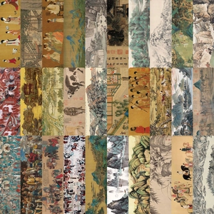 Set of 30 vintage Chinese landscape and figure bookmarks with artistic classical designs