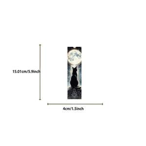 Marque-page tarot chat montrant la silhouette d'un chat noir et dimensions 15x4cm