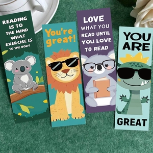 Cartoon Animal Bookmarks Set Cardstock Inspirational Reading Quotes For Kids Students School Office Supplies Cute Paper Stationery Gift