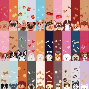 Set van 30 cartoon honden bladwijzers met diverse rassen zoals Corgi en Husky ontwerpen