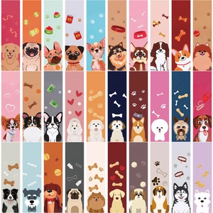 Set van 30 cartoon honden bladwijzers met schattige husky, corgi en mopshond illustraties