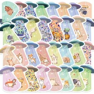 Cute Cartoon UFO Alien Animal Waterproof PVC Stickers For Laptop Guitar Luggage DIY Decorative Illustration Decals