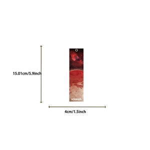 Detail of artistic planet bookmark with red nebula design measuring 15cm x 4cm