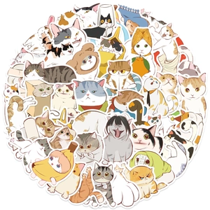 50 gemischte Comic-Katzen-Aufkleber zur Dekoration von Laptops und Flaschen