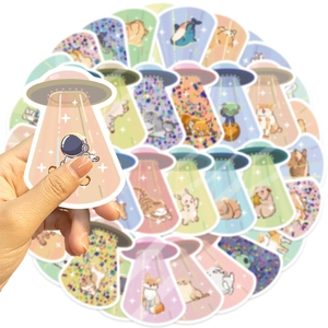 50-piece cartoon UFO and animal waterproof vinyl stickers for laptops and guitars
