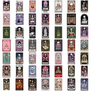 Collezione di 49 adesivi tarot scheletro vintage per decorare chitarra e computer portatile