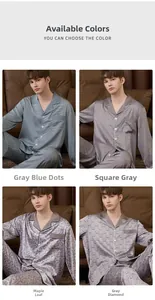Detailed comparison of men's silk pajama sets in four elegant patterns and colors