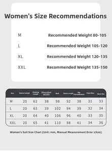 Detailed size guide table for women's silk pajamas set with metric measurements