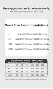 Detailed size guide for men's silk pajamas including L to XXXL measurements and fit suggestions