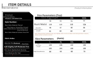 Size chart for men's coral fleece pajama sets detailing top and pant measurements