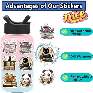Waterproof cartoon animal stickers for water bottles with non-residual adhesive features