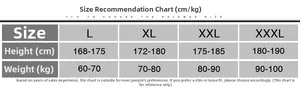 Size chart for men's flannel pajamas showing height and weight recommendations from L to 3XL