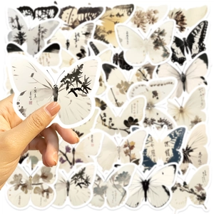Pegatinas de mariposas con tinta china y motivos florales para decoración de scrapbooking