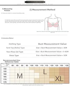 Detailed sizing guide for long sleeve silk pajamas with height and weight measurements