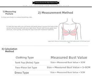 Detailed size guide for women's silk pajamas with measurement instructions and tips