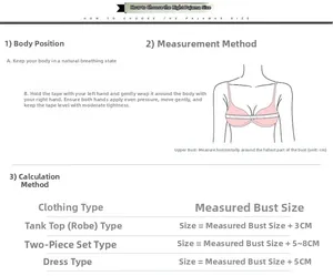 Guide des tailles détaillé montrant comment mesurer le buste pour pyjamas en soie