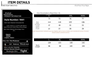 Detailed size chart for men's silk pajama set showing measurements for L to XXXL sizes