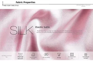 Dettaglio del tessuto in raso di seta rosa con texture liscia e proprietà traspiranti