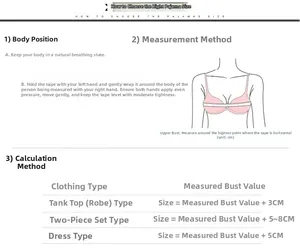 Detailed sizing guide and measurement instructions for women silk pajamas and nightgowns