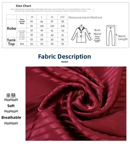Tableau des tailles détaillé pour ensemble peignoir en soie et nuisette avec guide