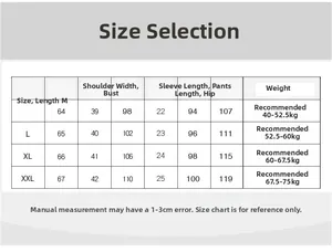 Detailed size chart for silk pajama set including measurements for M L XL and XXL sizes