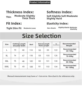 Detailed size chart for men's silk pajama set with measurements from L to XXXL sizes
