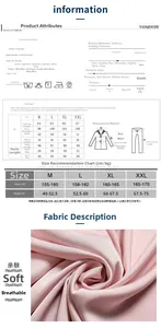 Detaillierte Größentabelle für Damen-Seidenpyjama mit Maßen in cm und kg Angaben