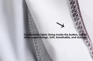 Detail of the high-quality soft fabric lining and durable stitched button placket detail