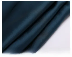 Close-up of premium ice silk fabric with smooth satin texture and deep blue sheen