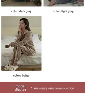 Plush winter pajamas for women showing dark grey light grey and beige velvet textures