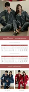 Detailed size chart for couple velvet pajamas with height and weight measurement guide
